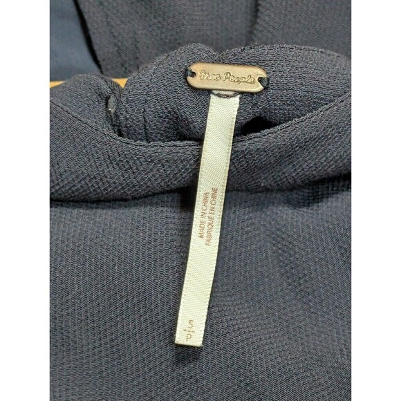 Free People Dress Womens Small Navy Blue Long Split Flowy Sleeve Relaxed Mini - Picture 5 of 7